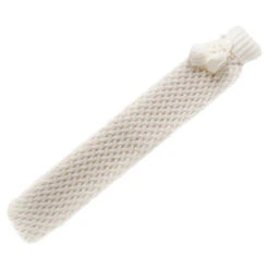 Längliche Wärmflasche Mit Bezug Cremefarben 72 X 12 Cm