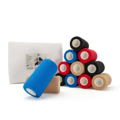 Haftbandage 12 Rollen 10cm Breite 4,5m Länge Misch-Set In 4 Farben